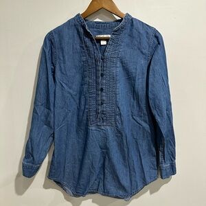 CHRISTOPHER & BANKS 100% Cotton Denim Peasant Boho Blouse Size S‎